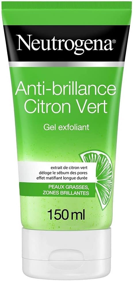 Neutrogena Gel Nettoyant Exfoliant Visage, Anti-Brillance, Citron Vert, 150 ml
