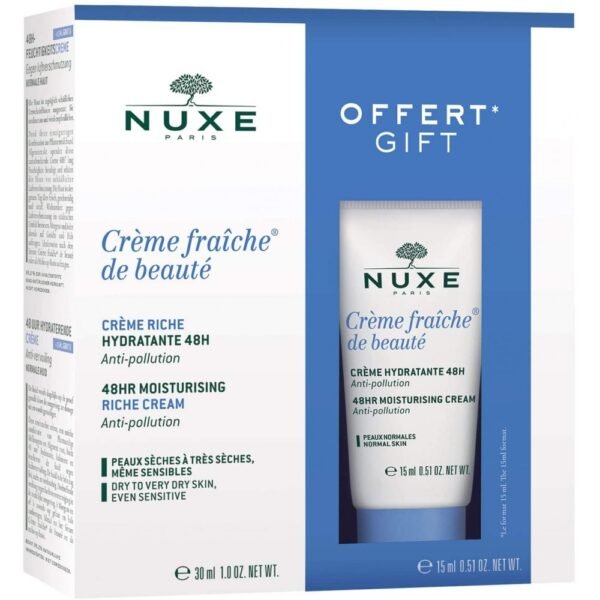 Nuxe Crème Fraîche de Beauté Crème Hydratante 48h 30ml + Format voyage 15ml offert