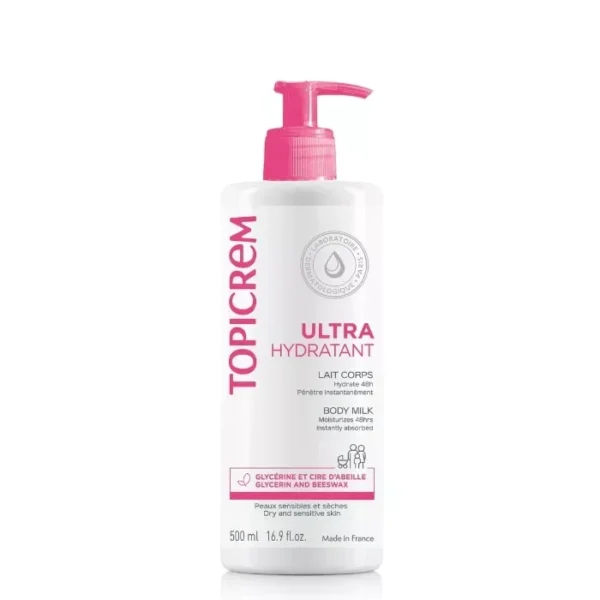 TOPICREM Ultra-Hydratant Lait Corps 500ml – Hydratation intense peaux sensibles et sèches