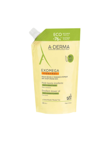 A-DERMA Exomega Control Huile Lavante Émolliente Anti-Grattage Recharge - 500 ml